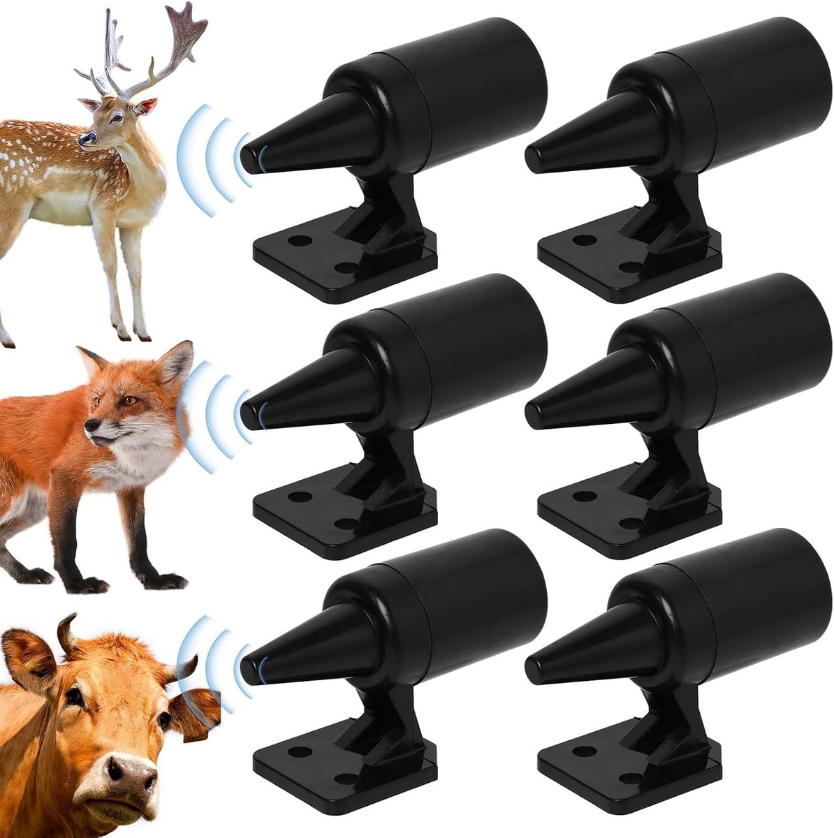 Set van 6 Ultrasone Fluitjes voor Auto, Effectieve Wildafschrikking, Bescherming tegen Dieren, Eenvoudige Installatie, Lichtgewicht en Compact