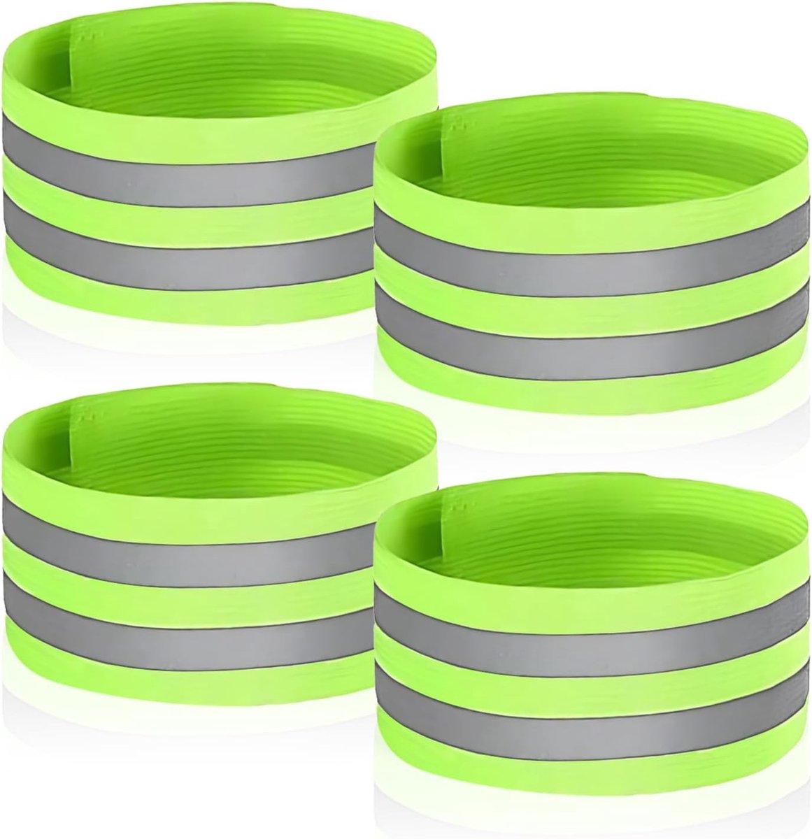 Reflecterende Hardloopset met 4 Stukken | Verstelbare Zelfklevende Reflectiearmbanden | Elastische Hoogzichtbare Reflectoren voor Volwassenen en Kinderen | Snapbands voor Nachtgebruik