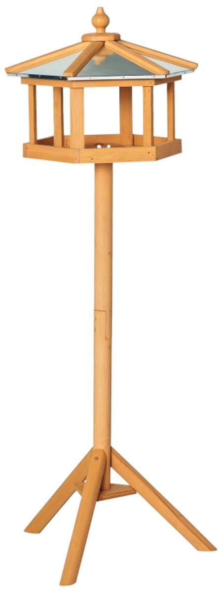 Vogelhuis‑met staander‑hout‑weerbestendig‑zinkdak‑voor wilde vogels‑40x40x113cm‑geel