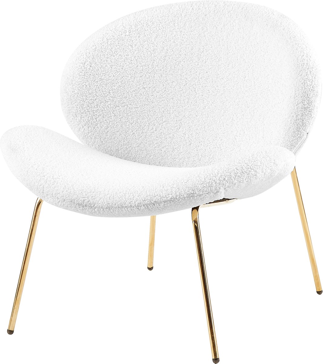 Padiro loungestoelen set van 2 - wit / goud - bouclé - gouden ijzeren onderstel - japandi