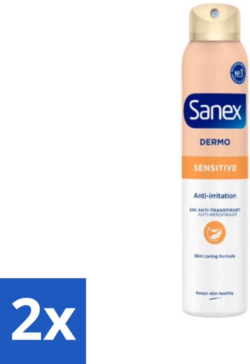 Sanex Dermo - Gevoelig - Deodorant Spray - 24h Anti-Transpirant - Anti-Irritatie - 150 ml - Voordeelverpakking - 2 stuks