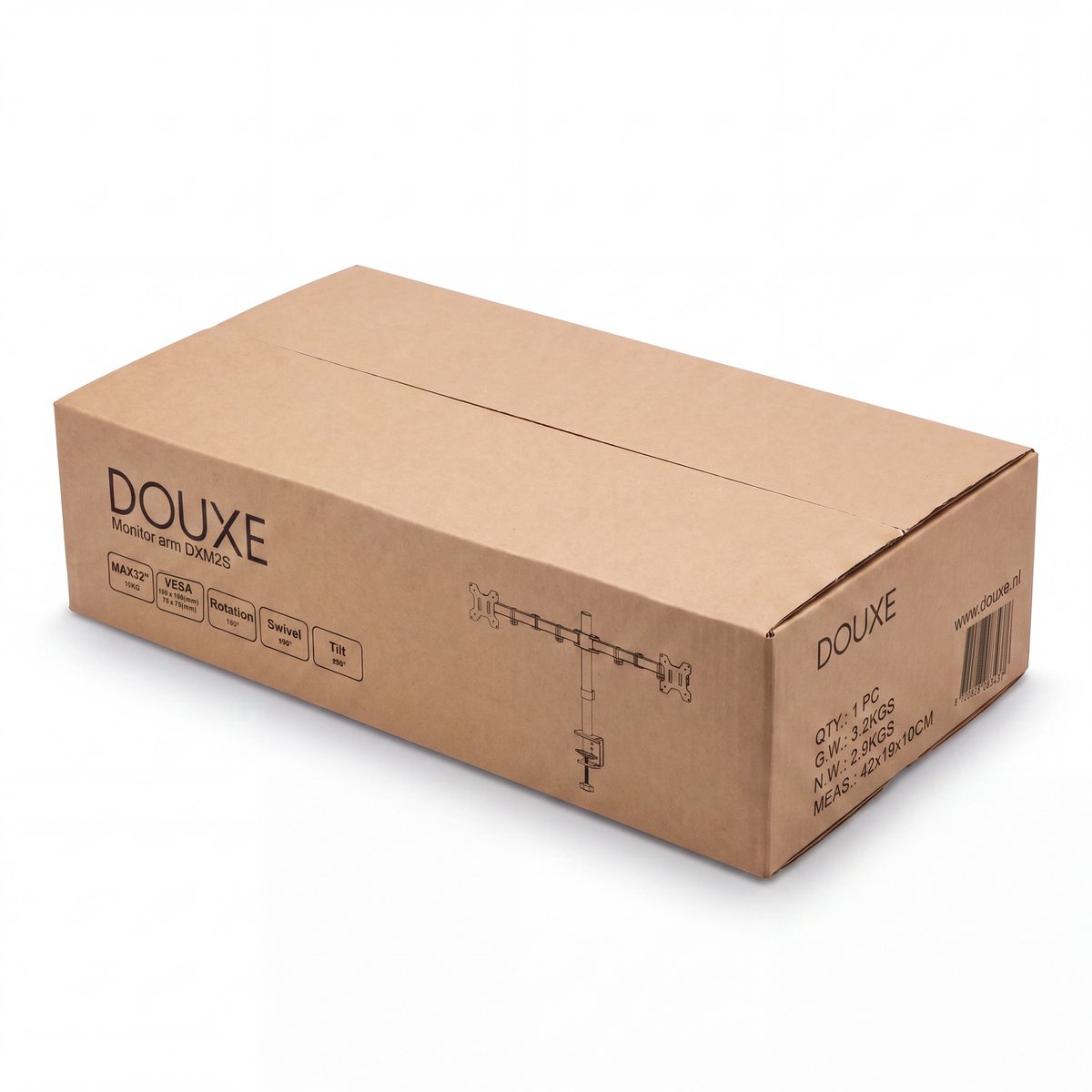 Douxe Monitor Arm 2 Schermen - Dubbele Monitor Beugel 13-32 Inch - Draai-, Kantel- en Zwenkbaar - Zwart - DXM2S thumbnail 5