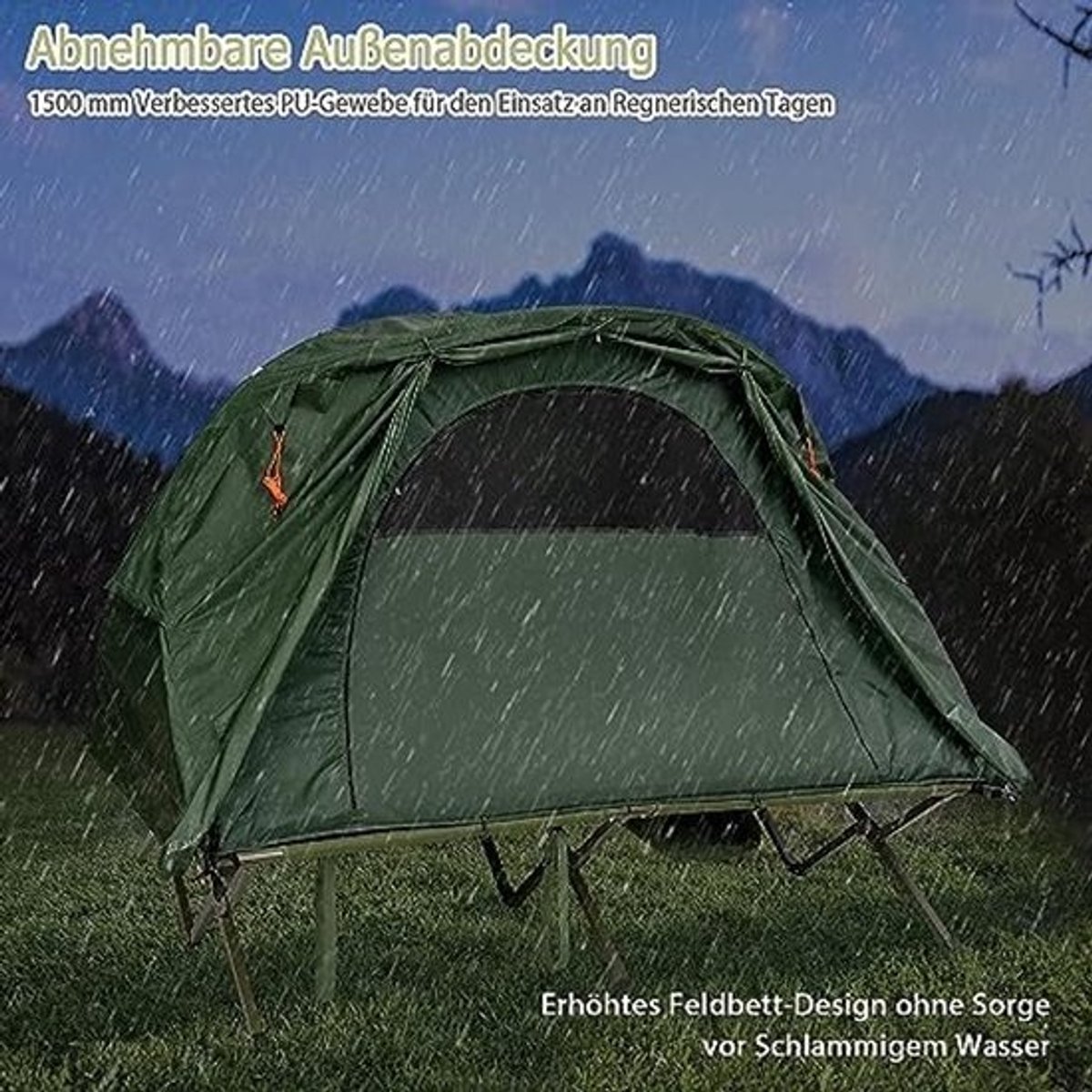 4-in-1 Camping Tent en Bed voor 2 Personen - Waterdicht en Comfortabel voor Kamperen