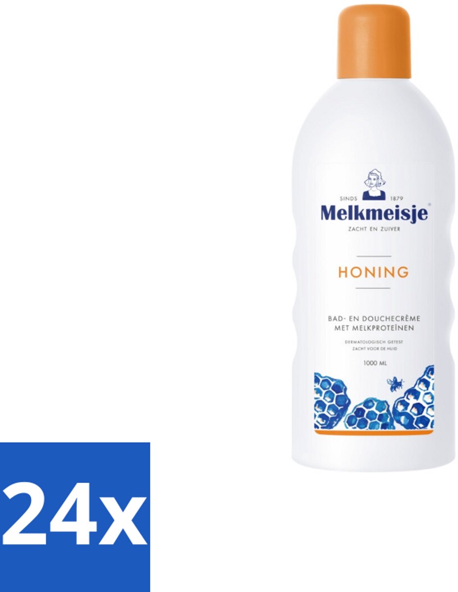 Melkmeisje – Bad & Douche – Honing – 1000 ml - Voordeelverpakking - 24 stuks