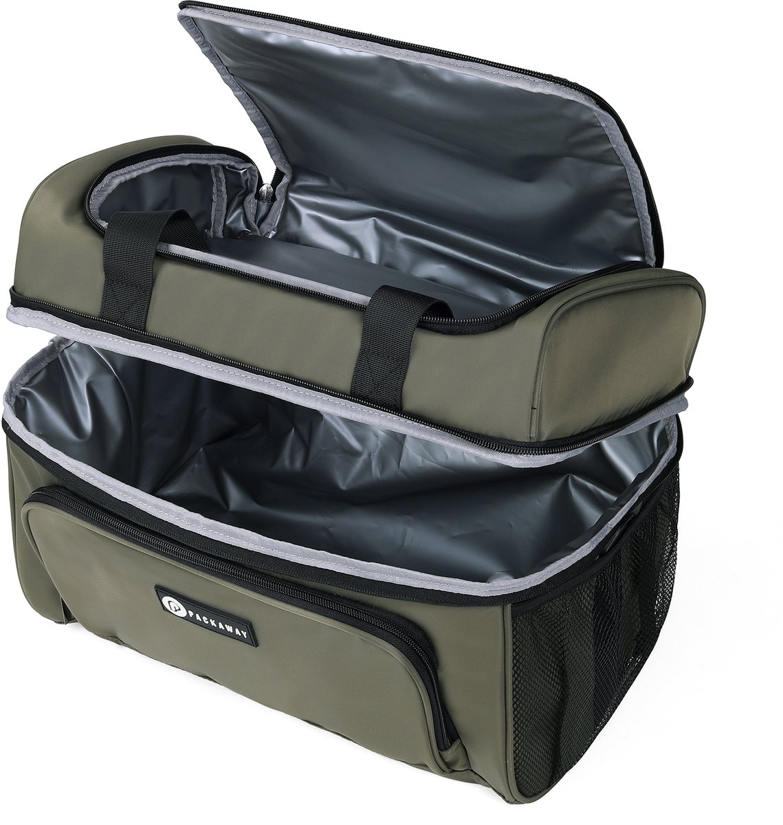 Packaway Koeltas 20L - Lunchtas - Inclusief 4 Koelelementen - Dubbel Compartiment - 4-Laags Geïsoleerd - Waterafstotend - Olive Green — cadeau in Sport & Outdoor - foto 6