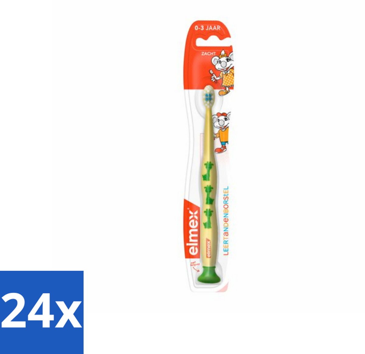 24 x Elmex - Tandenborstel - Leertandenborstel Zacht (0-3 jaar) - Peuterverzorging - 1 tandenborstel - Leertandenborstel - Tandenborstel Voor Baby - Tandenborstel Voor Peuter - Tandenpoetsen Baby - Mondhygiëne Baby