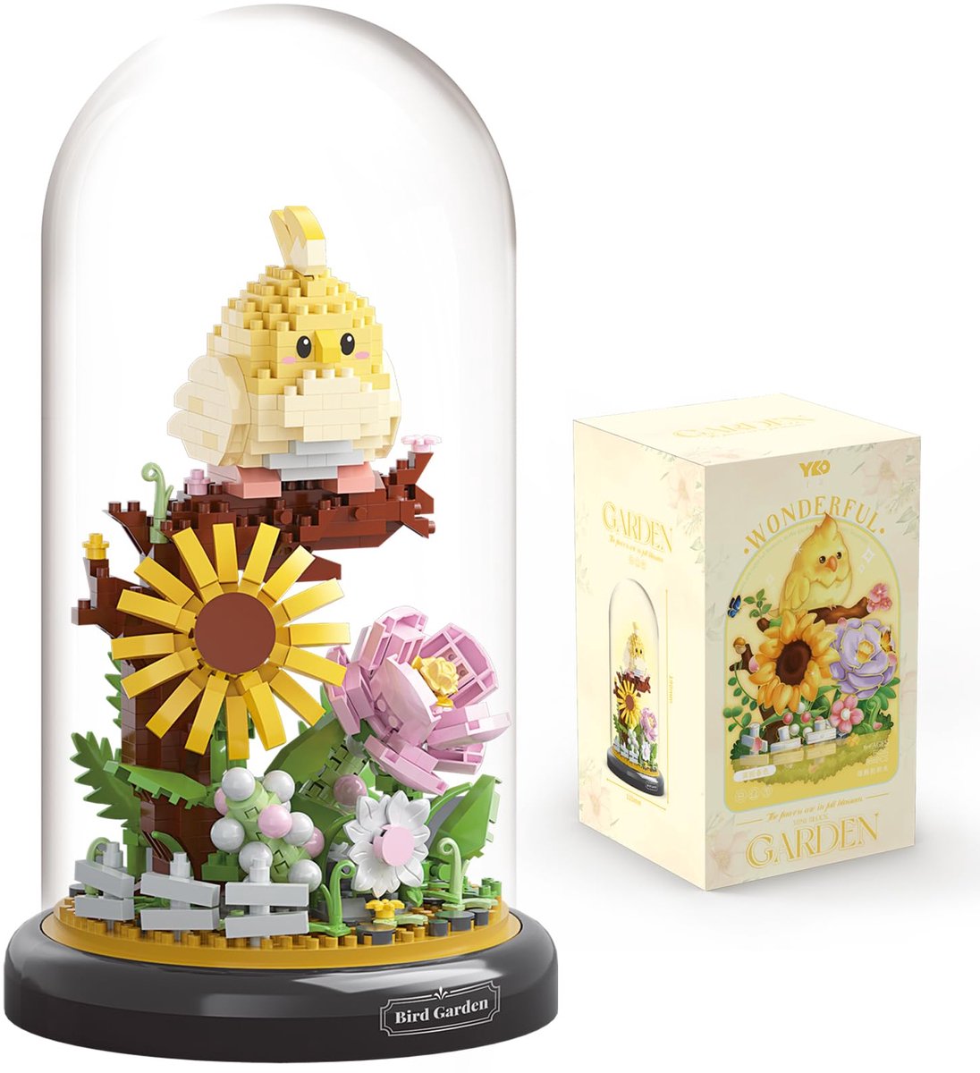 VONKELIOS®Papegaai Bloemenboeket Bouwset, Bonsai Boom Dierenbouwblokken voor Volwassenen en Kinderen, Feestcadeautjes voor Jongens & Meisjes 6-12 jaar+, Valentijn en Verjaardagscadeau voor Vriendin (Papegaai Tuin)