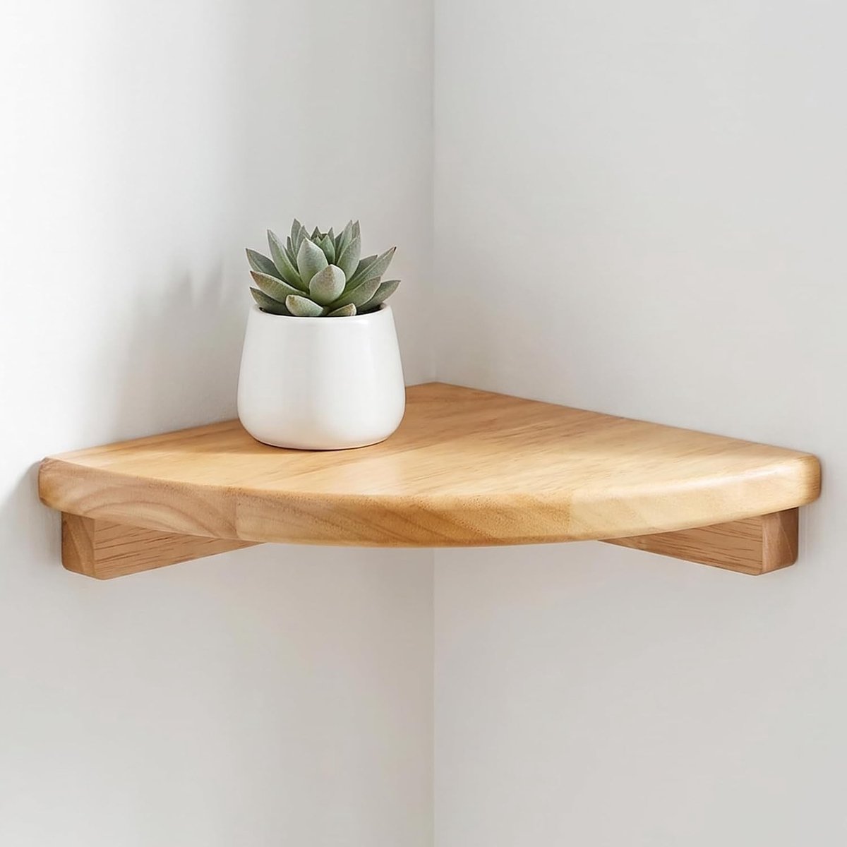 Hoekplank van 18 cm – Stevige houten wandplank van rubberhout, ideaal voor keuken, badkamer, woonkamer en slaapkamer, inclusief montagemateriaal en schroevendraaier, max. 7 kg draagvermogen, ruimtebesparend en decoratief