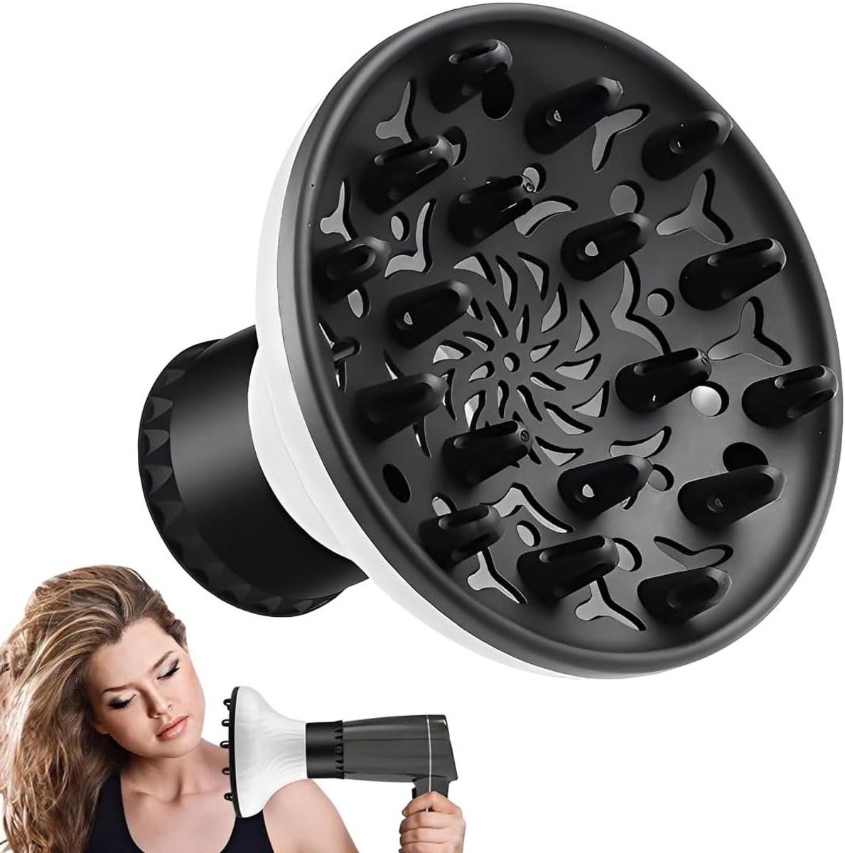Haar Diffuser - Krullen Styling - Haardroger Accessoire - Universele Pasvorm - Verstelbaar 4-6cm - Zwart