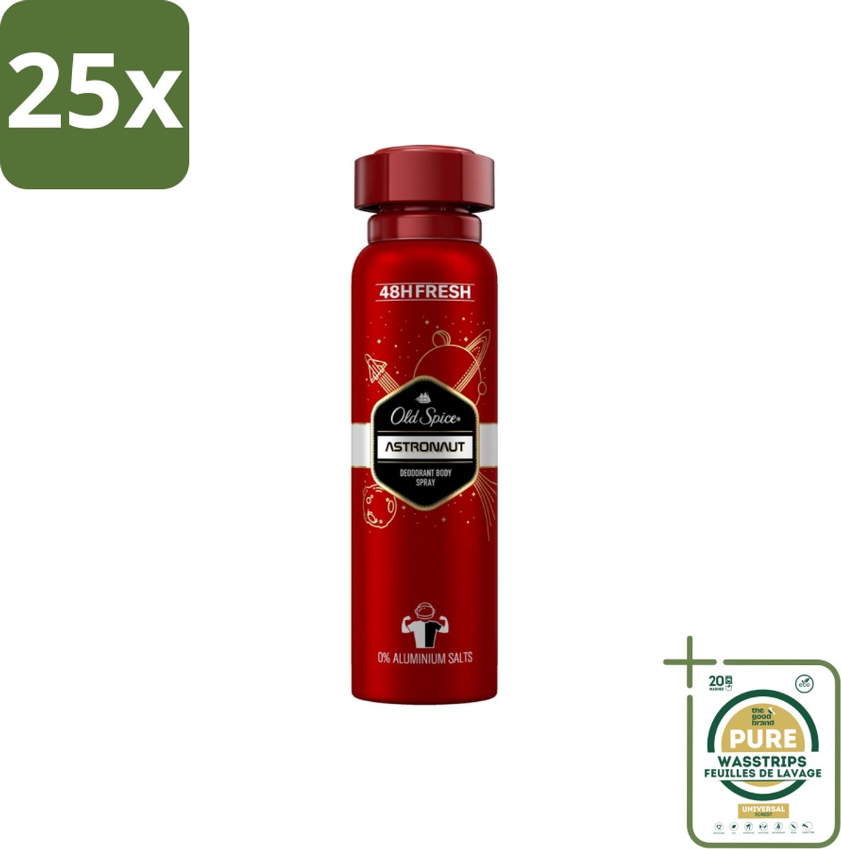 25 x Old Spice – Deospray – Astronaut – 150 ml - Grootverpakking - Astronaut Deodorant - Aluminiumvrije Deodorant - Deodorant Spray - Frisheid - Geurprotectie