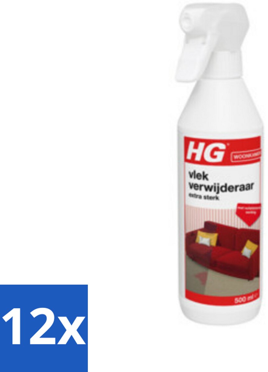 12 x HG Vlekverwijderaar Extra Sterk 500 ml - Vlekkenverwijderaar - Hardnekkige Vlekken - Tapijt Schoonmaken - Meubelstof Schoonmaken - Autobekleding Schoonmaken
