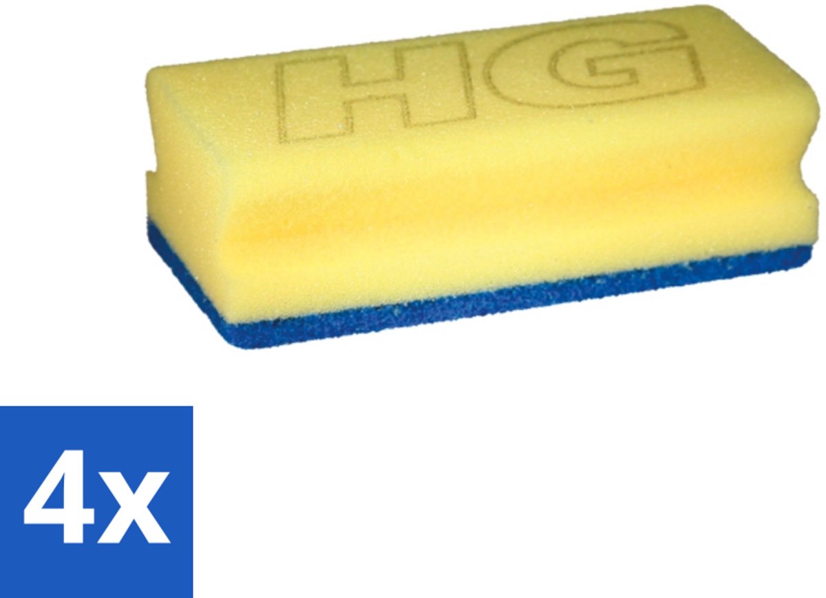 4 x HG Sanitairspons - Kalkaanslag Verwijderen - Badkamer Schoonmaken - Sanitair Schoonmaken - Spons - HG Kalkaanslagverwijderaar
