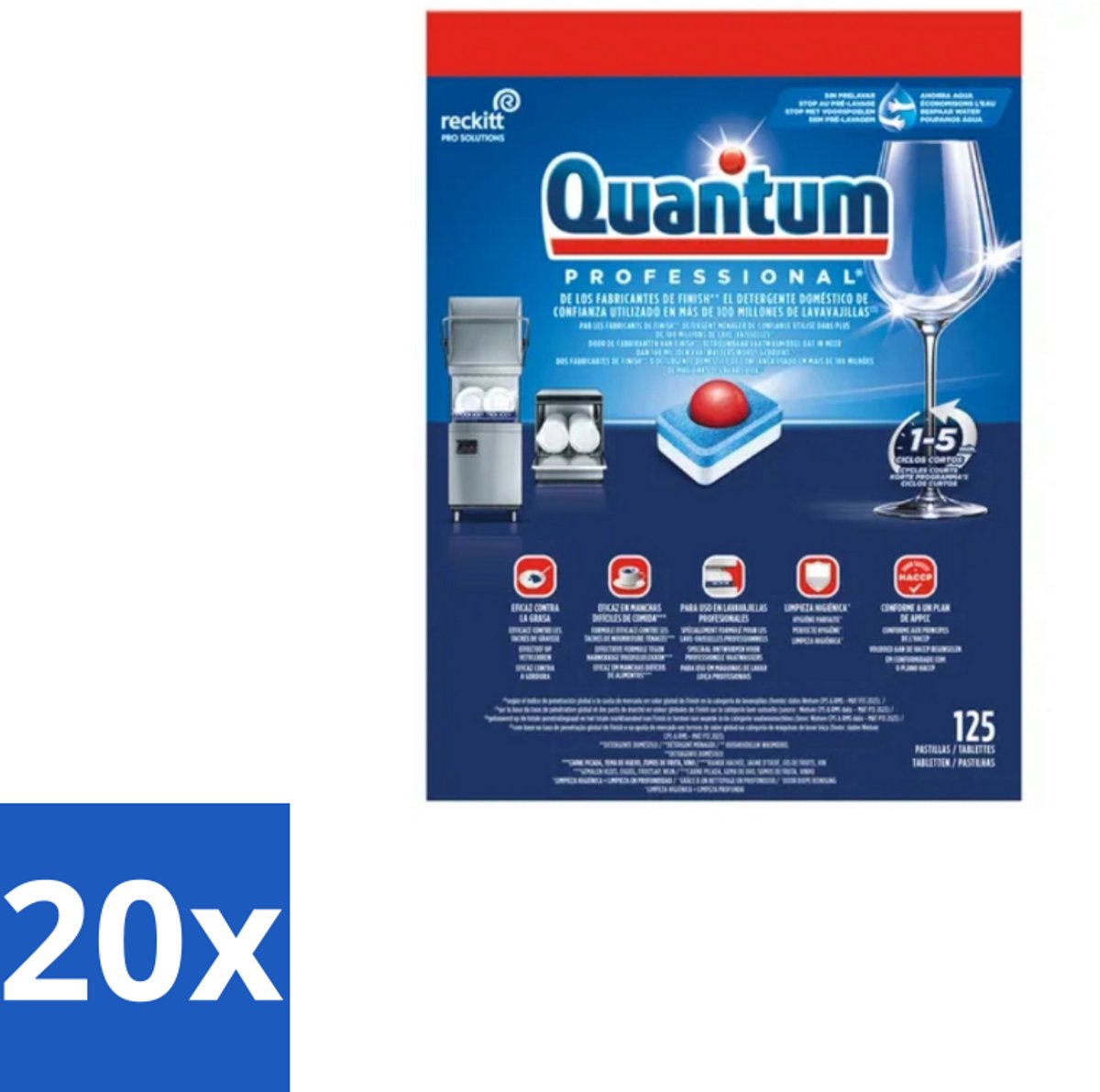 20 x Finish – Vaatwastabletten – Quantum Pro All-in-One – 125 Capsules - Vaatwastabletten - Professionele Vaatwasser - Korte Wascycli - Reinigingskracht - Hygiëne
