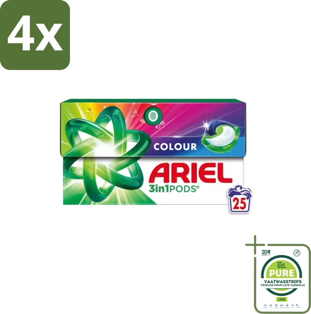 Ariel – Pods 3in1 – Color – 500 g – 25 wasbeurten - Voordeelverpakking - 4 stuks - Kleurwas - Kleurbehoud