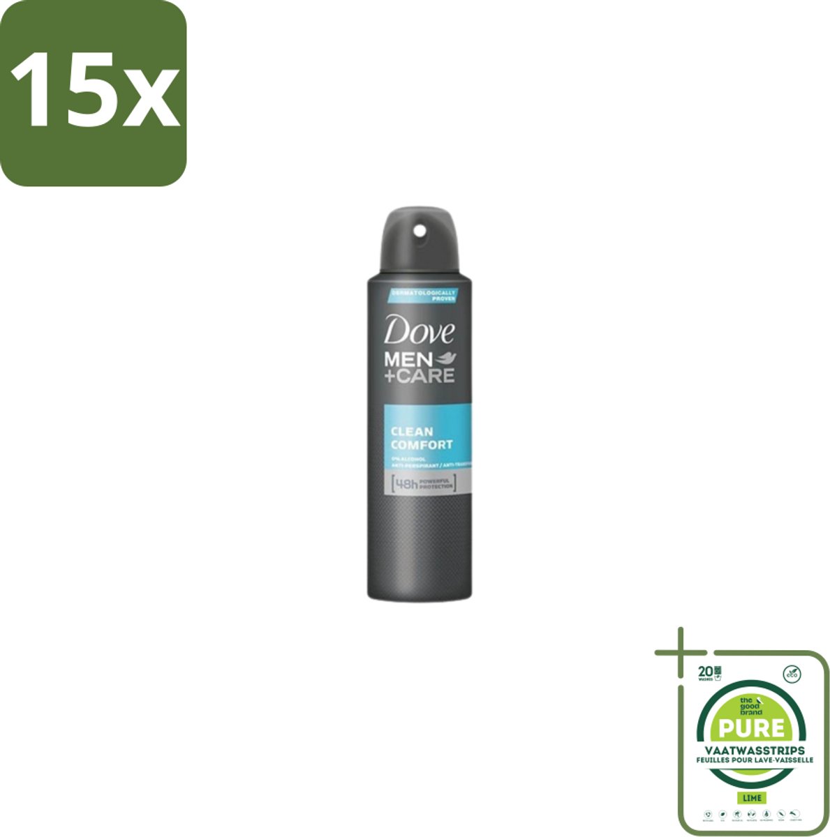 15 x Dove Men+Care – Deodorant Spray – Clean Comfort – 200 ml - Grootverpakking - Anti-transpirant Spray - Okselgeur - Frisse Geur - Schone Geur - Okselverzorging