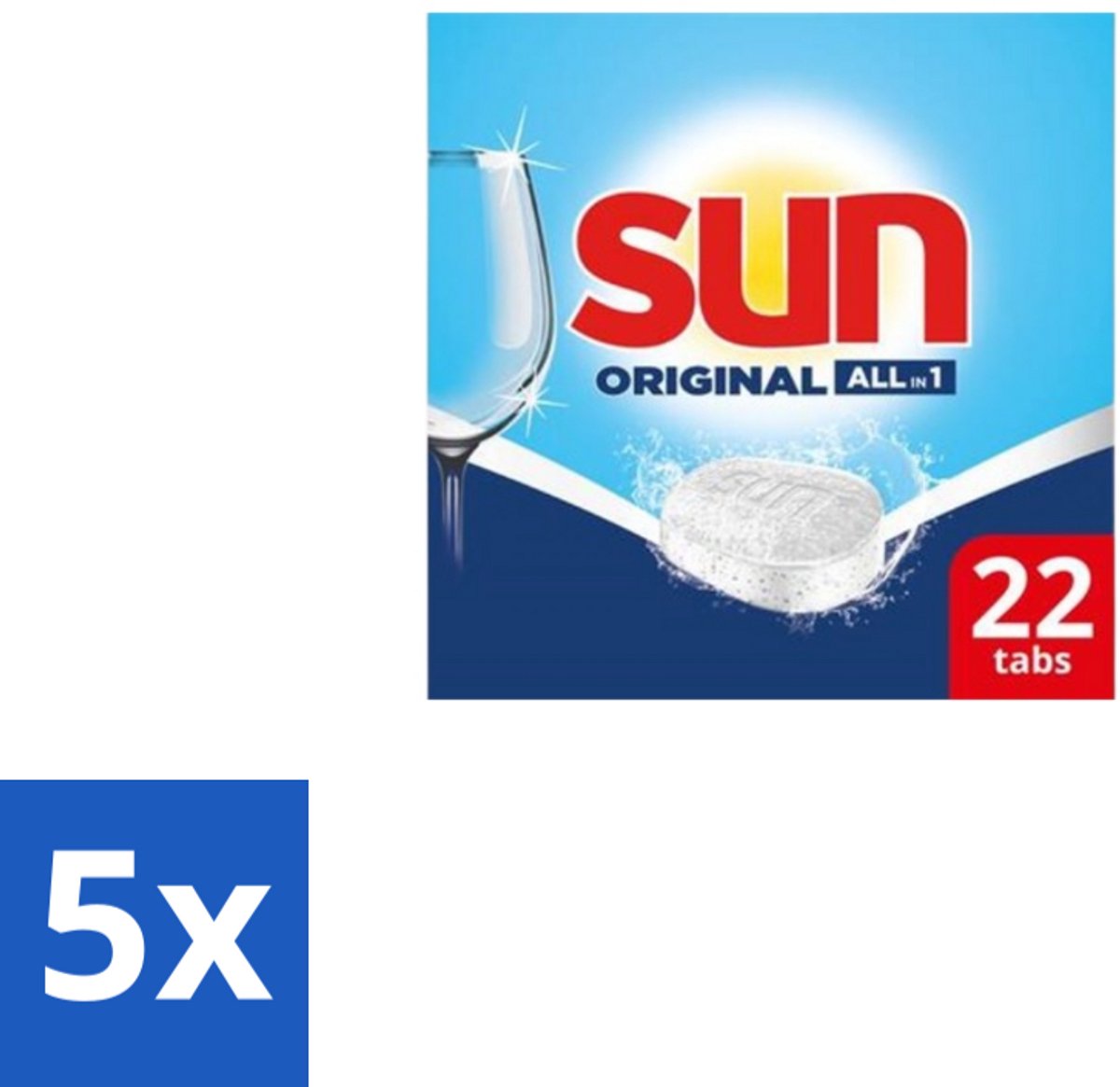 Sun – Vaatwastabletten – All-in-1 Original – 22 tabletten - Bulkverpakking - 5 stuks