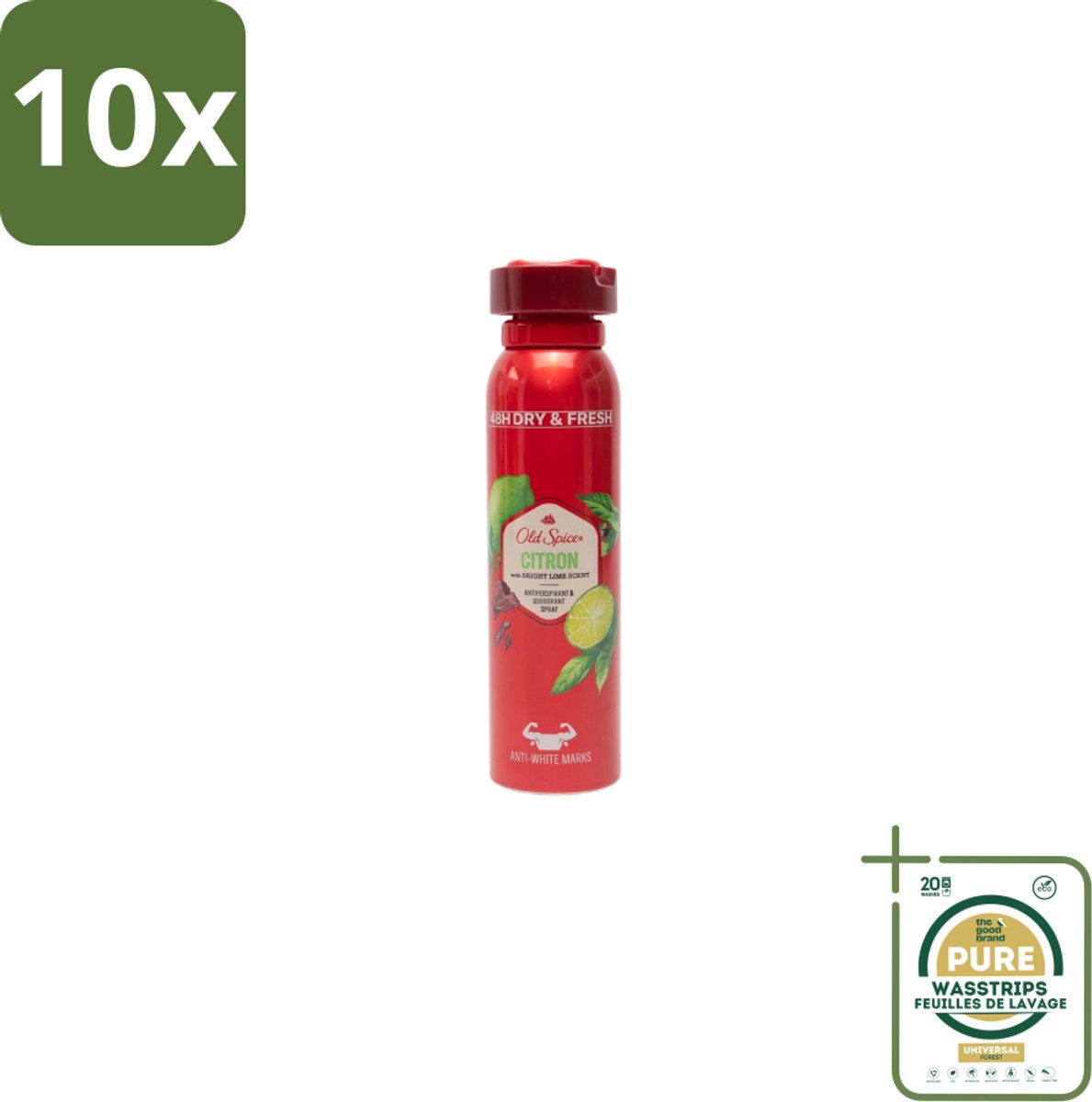 10 x Old Spice – Deospray – Citron – 150 ml - Grootverpakking - Citroen Deodorant - Citroen Geur - Citroen Deospray - Citroen Geur Spray - Citroen Geur Voor Mannen