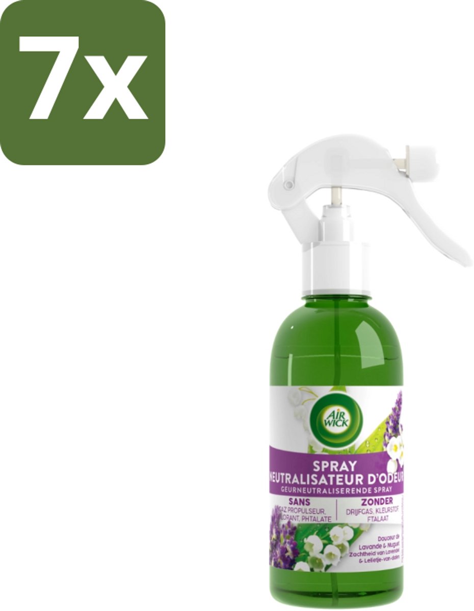 7 x Air Wick – Luchtverfrisser Spray – Active Fresh Lavendel & Lelie – 237 ml - Luchtverfrisser - Geur Neutraliseren - Natuurlijke Geur - Lavendel - Lelie