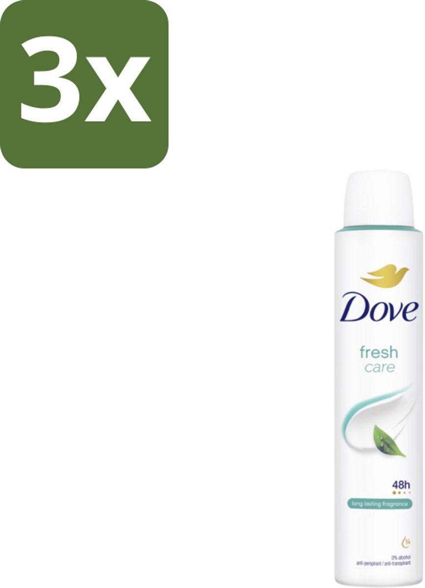 3 x Dove – Deodorant Spray – Fresh Care – 200 ml - Anti-transpirant Spray - Zweetvermindering - Geurvermindering - Fris - Geur