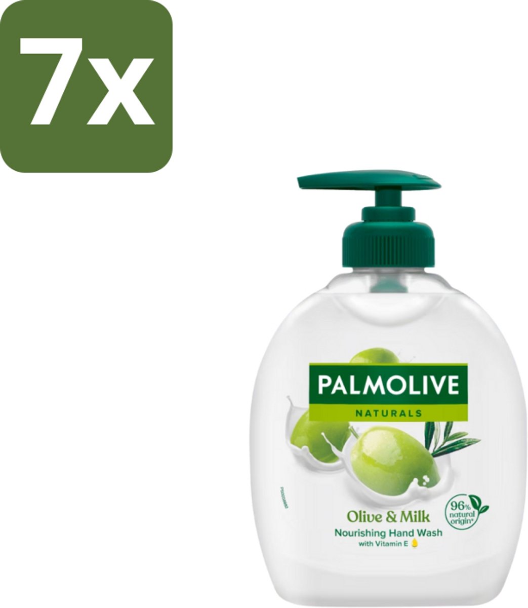 7 x Palmolive Handzeep Naturals Olijf Melk 300 ml - Handzeep Melk En Olijf - Handen Reinigen - Handen Verzorgen - Melk En Olijf Handzeep - Milde Handzeep