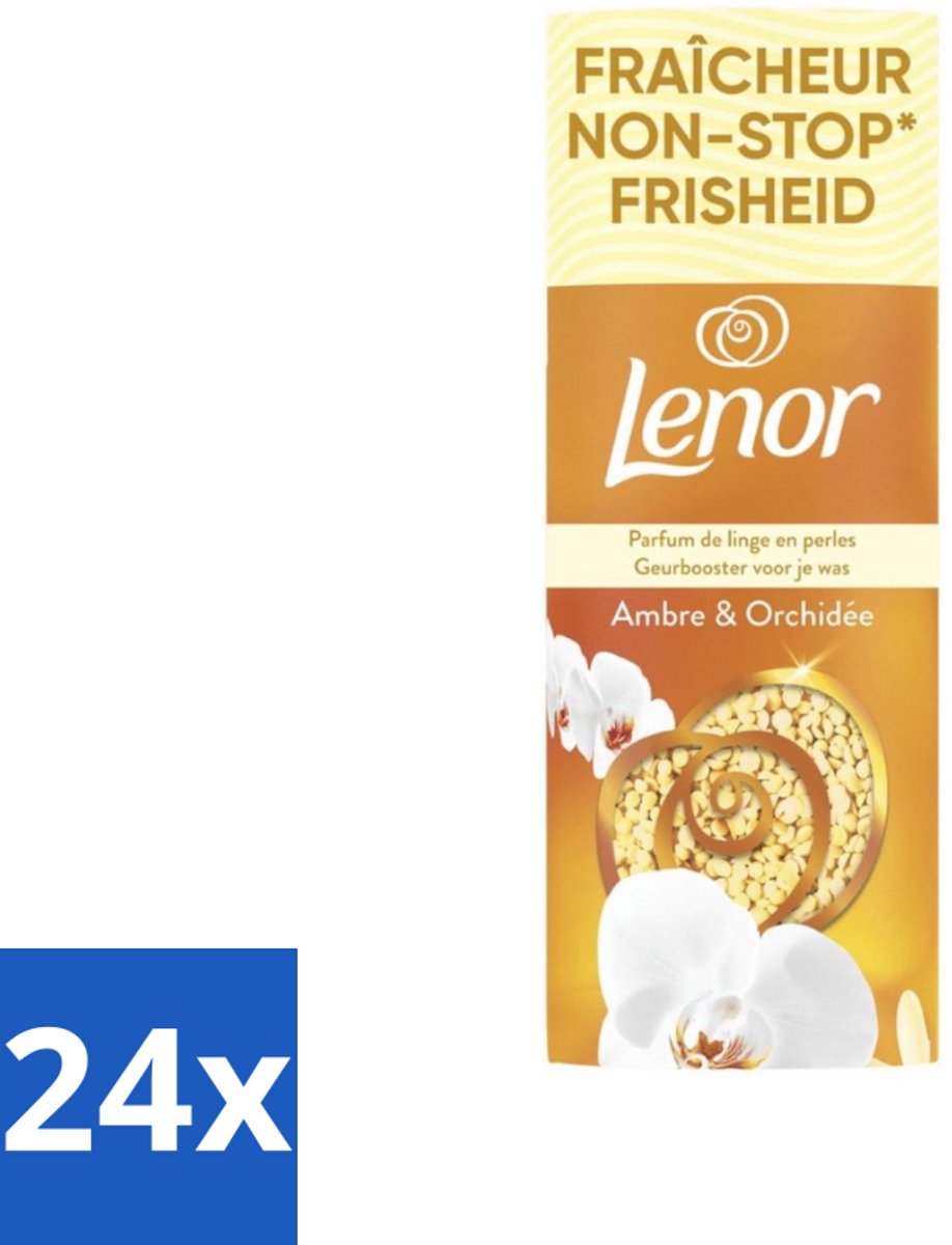24 x Lenor – Geurbooster – Amber & Orchidee – 12 Wasbeurten – 155 g - Geurparels - Wasgeur - Luxegeur - Orchidee - Vanille
