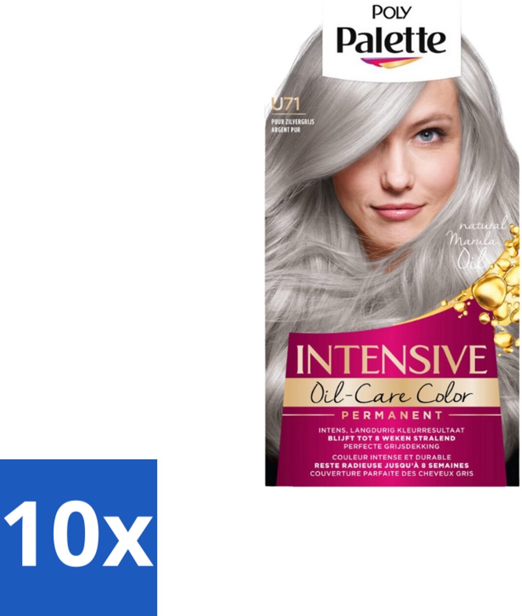 Poly Palette – Haarverf – U71 Puur Zilvergrijs – 115 ml - Bulkverpakking - 10 stuks
