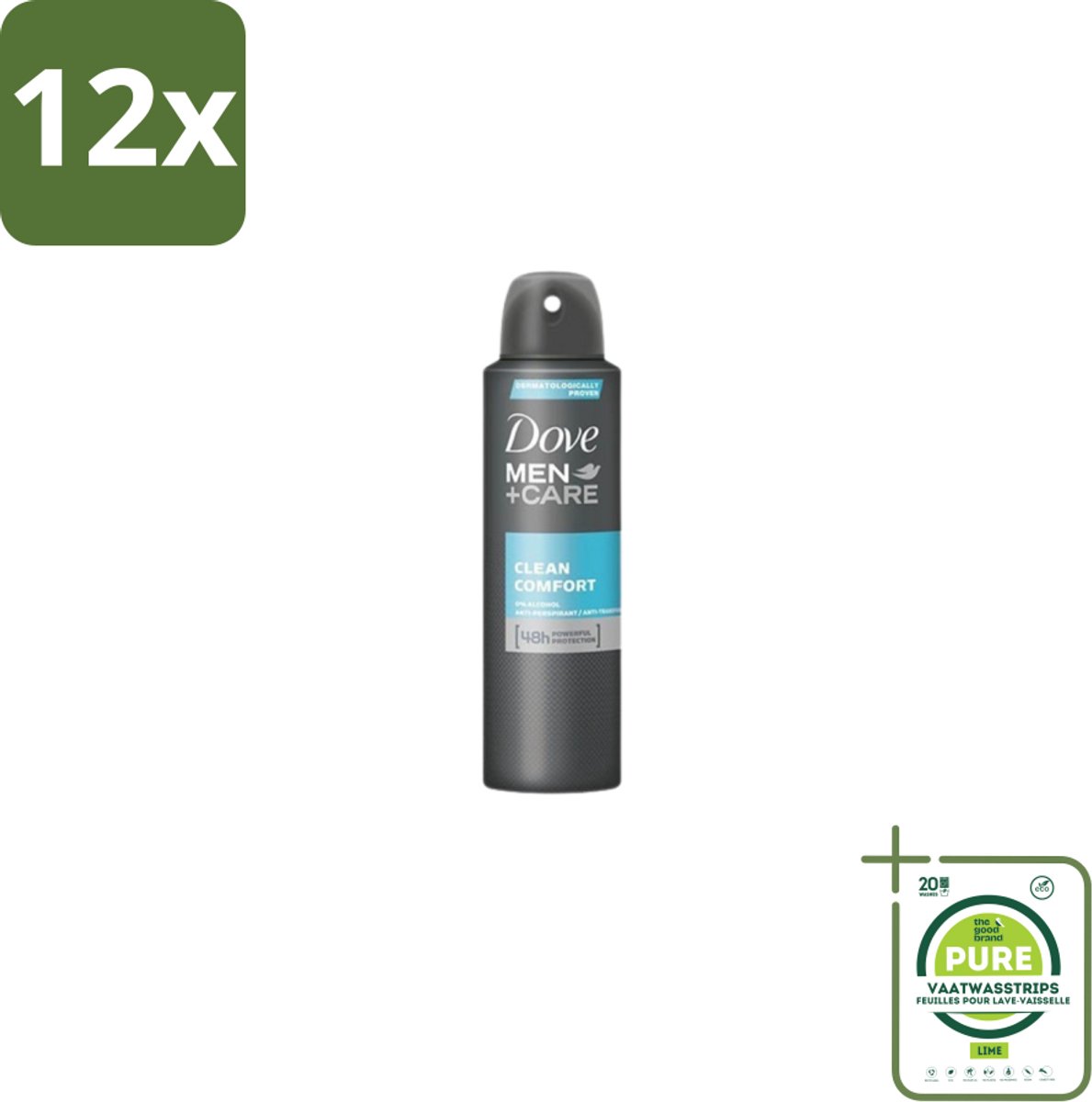 Dove Men+Care – Deodorant Spray – Clean Comfort – 200 ml - Voordeelverpakking - 12 stuks - Anti-transpirant spray - Okselgeur