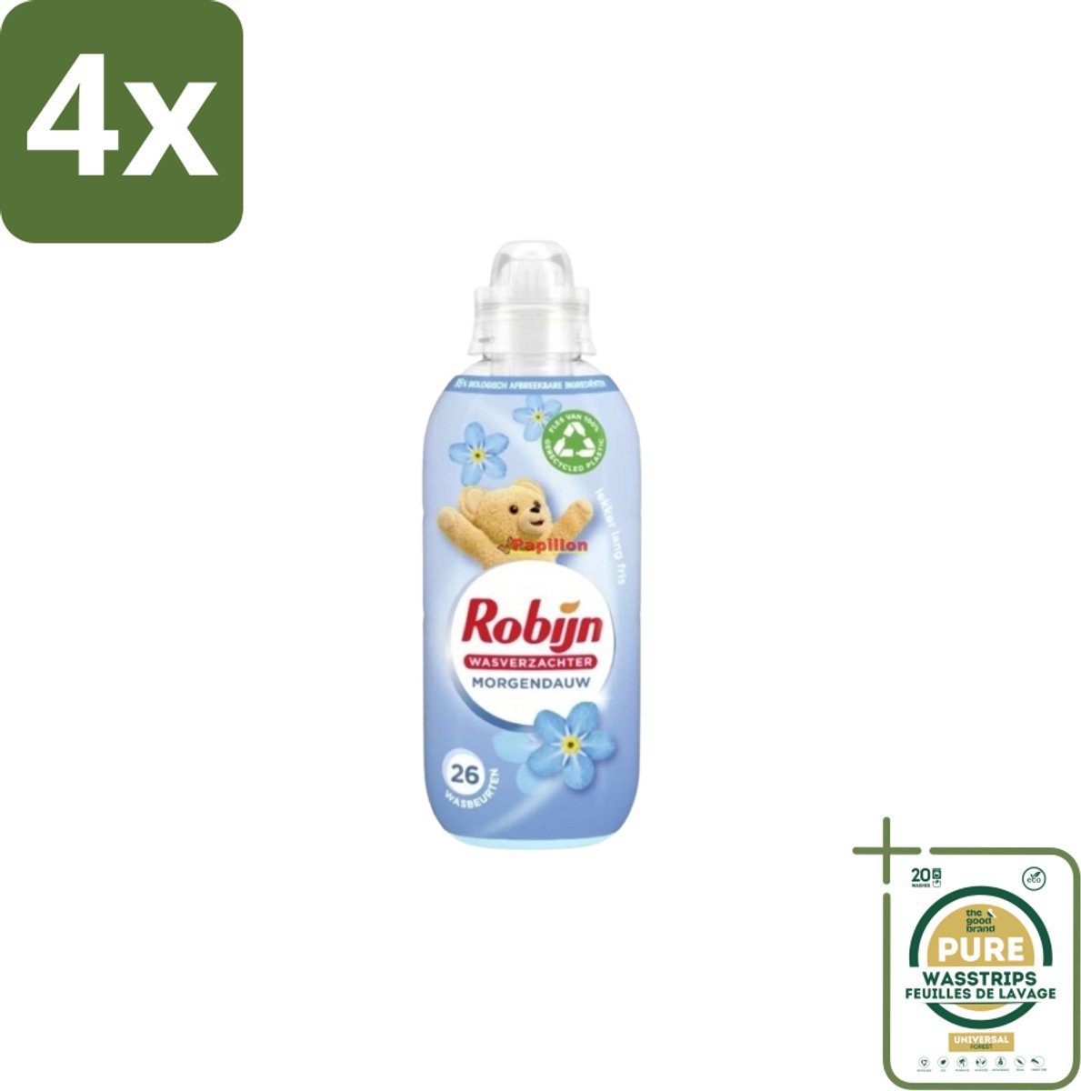 Robijn – Wasverzachter – Morgendauw – 650 ml - Voordeelverpakking - 4 stuks - Zachtheid - Frisheid