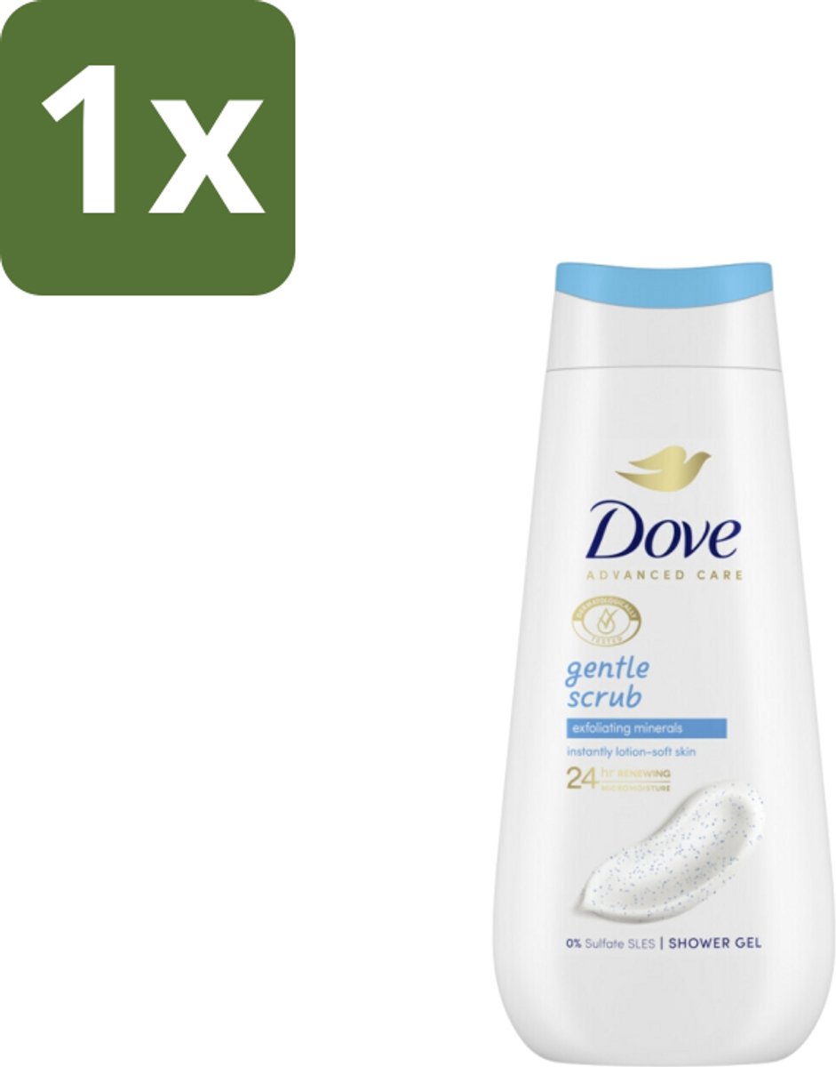1 x Dove – Douchegel – Advanced Care Gentle Scrub – 225 ml - Douchegel - Exfoliatie - Huidverzorging - Zachte Douchegel - Schuim