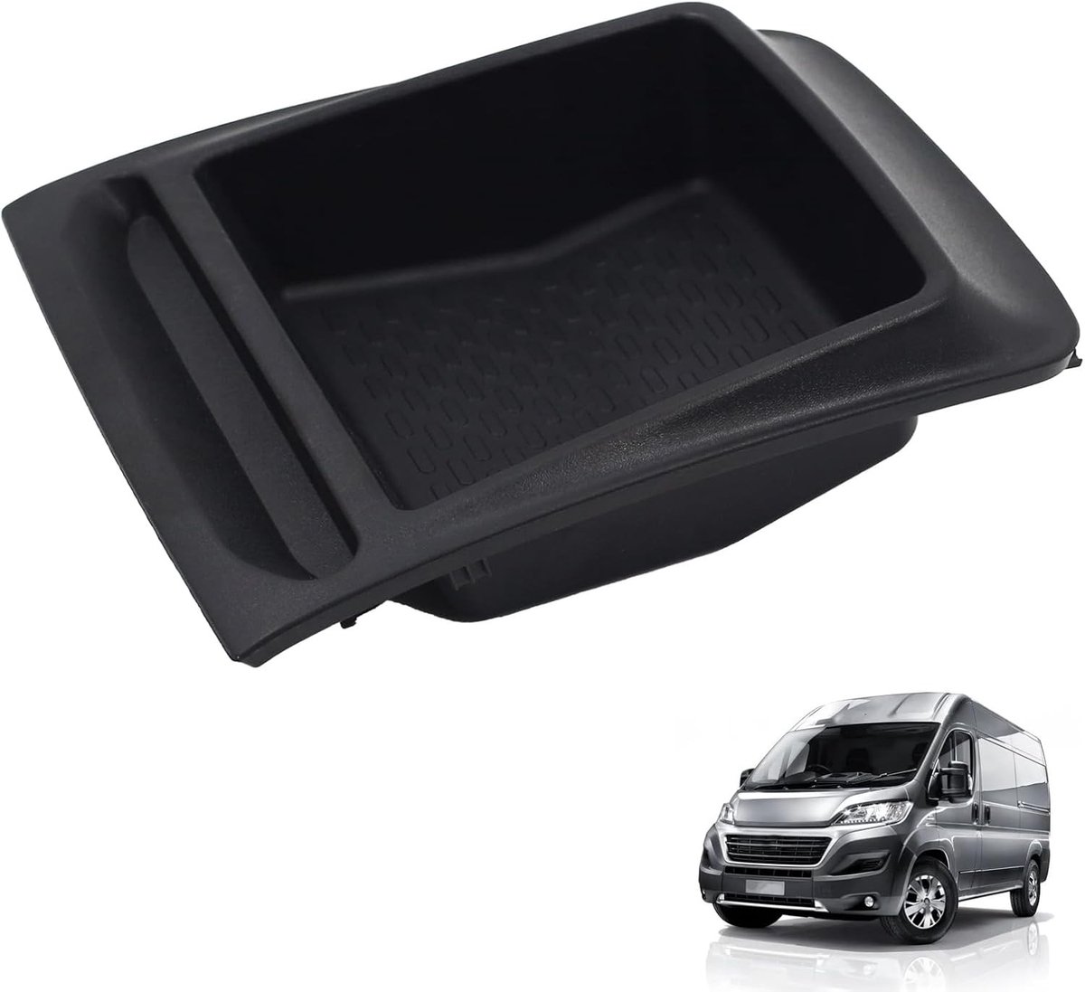 Opbergbak voor dashboard van bestelwagens, geschikt voor Fiat Ducato, Peugeot Boxer en Citroen Relay, zwart ABS, antislip ontwerp, praktisch en duurzaam