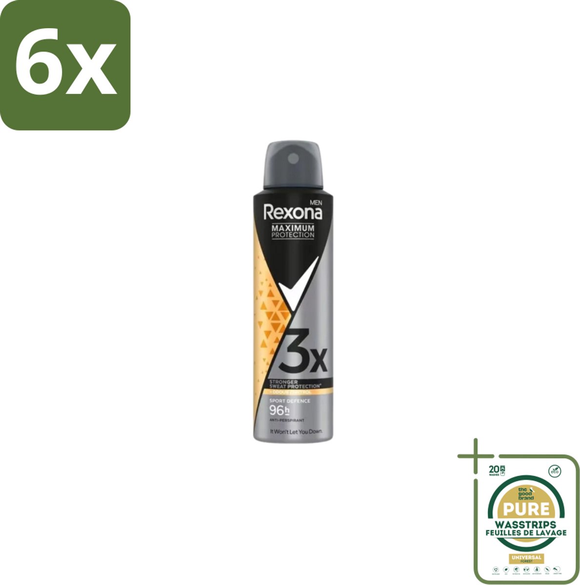 Rexona – Deodorant Spray – Maximum Protection Sport Defence – 150 ml - Voordeelverpakking - 6 stuks - Frisheid - Transpiratie
