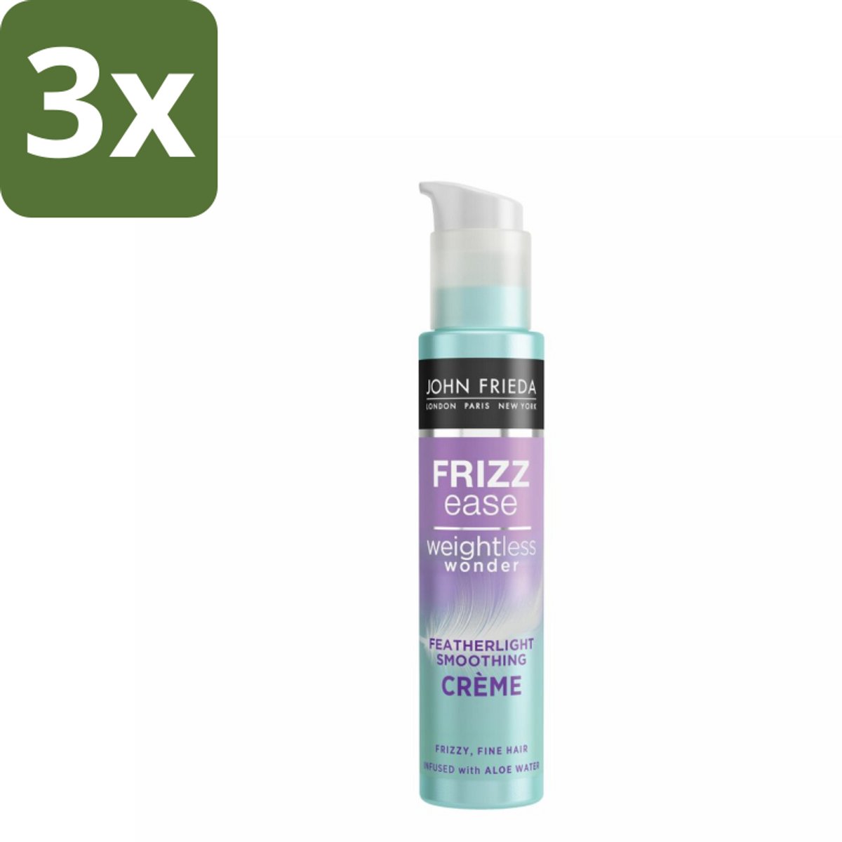 John Frieda – Haarcrème – Weightless Wonder – Luchtige verzorging – 100 ml - Bulkverpakking - 3 stuks