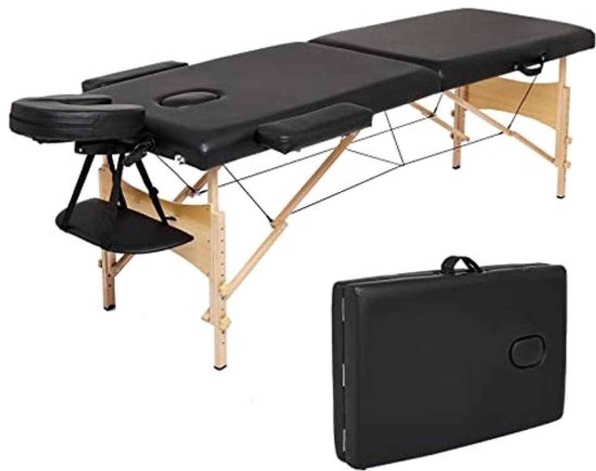 Vouwbare Massage Stoel - Hoogte Verstelbare Houten Massage Taak met Hoofdeinde en Armsteun - Ideaal voor Thuisbehandelingen