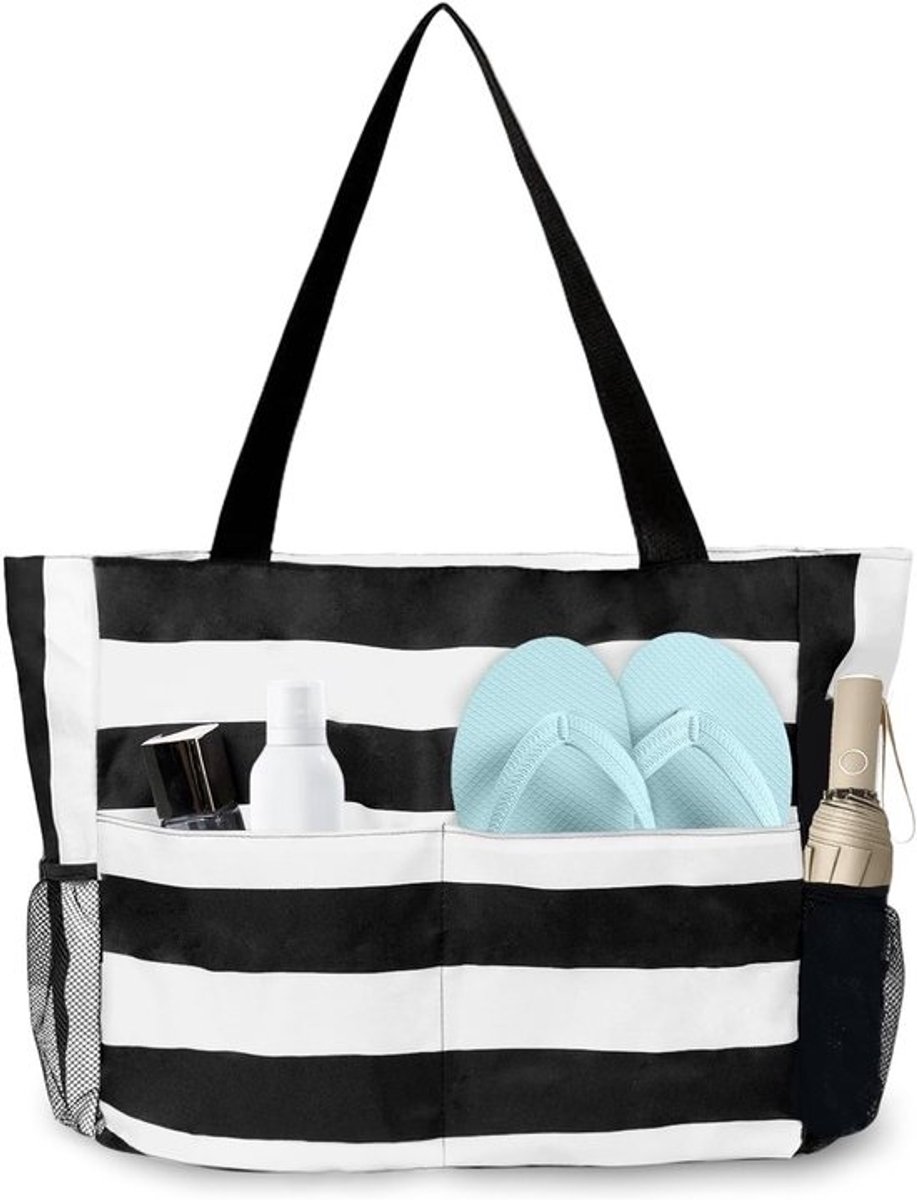 Grote Waterdichte Strandtas voor Dames - Opvouwbare Reistas met Ritssluiting en Meerdere Zakken - Perfect voor Strand, Reizen en Winkelen