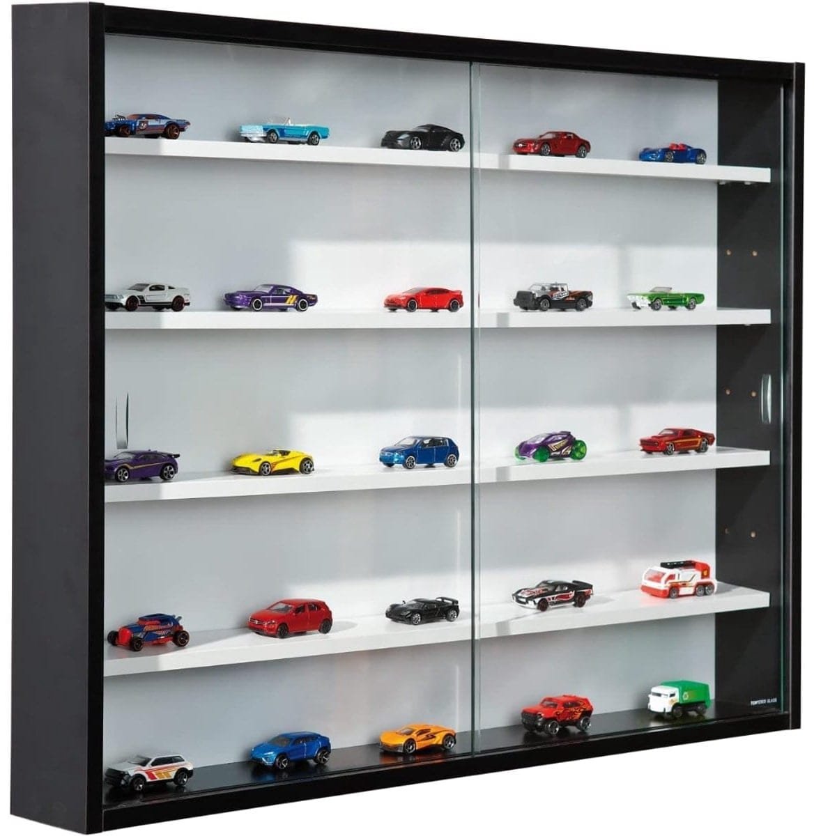 Klarven® Vitrinekast met Glas - Vitrinekast Hangend - Zwart Wit, Schuifdeur, Achterwand Inbegrepen - B 80 x D 10 x H 60 cm
