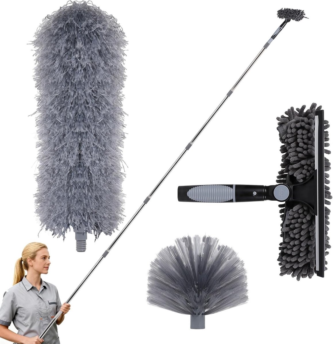 Telescoopsteel Ramenwassen - Set A - 1,5 tot 4,5 m - Verstelbare Stang - Voor Gemakkelijk Reiniging