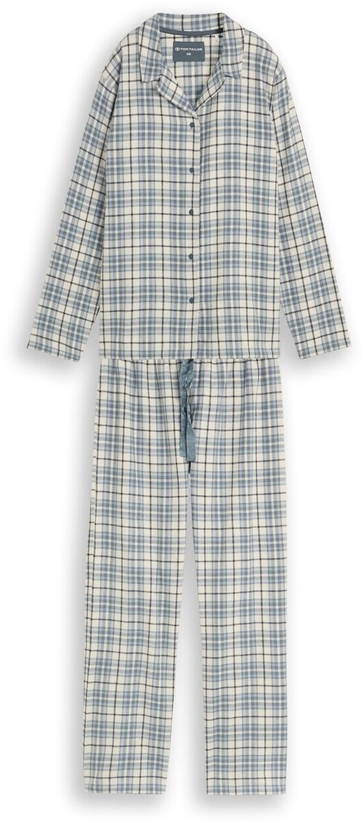 Tom Tailor - Pyjamaset met ruitjespatroon van katoen - Maat 46 - green-medium-check