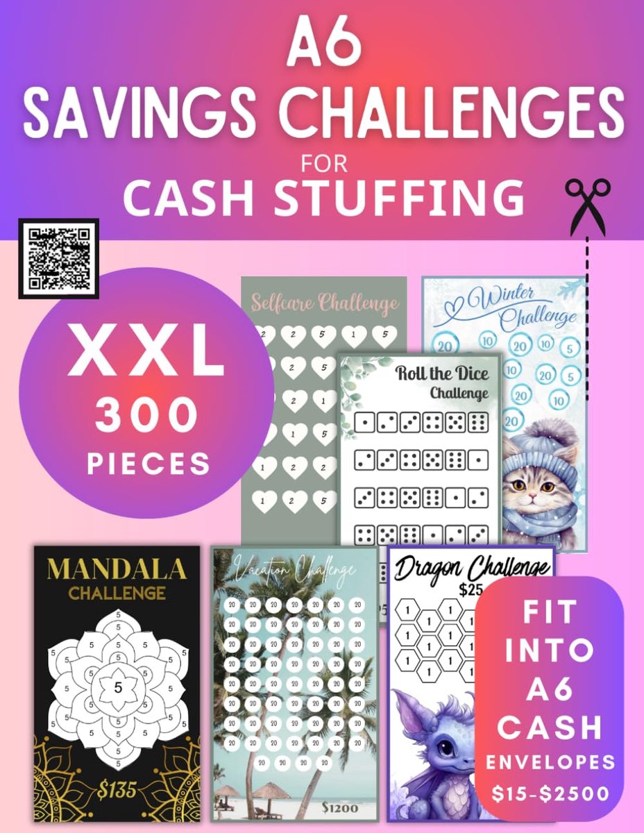XXL A6 Savings Challenges: for Cash Stuffing I Sheets fit A6 Zipper Cash Envelopes I Incl. A6 Budget Sheets & Category - ShopVlot