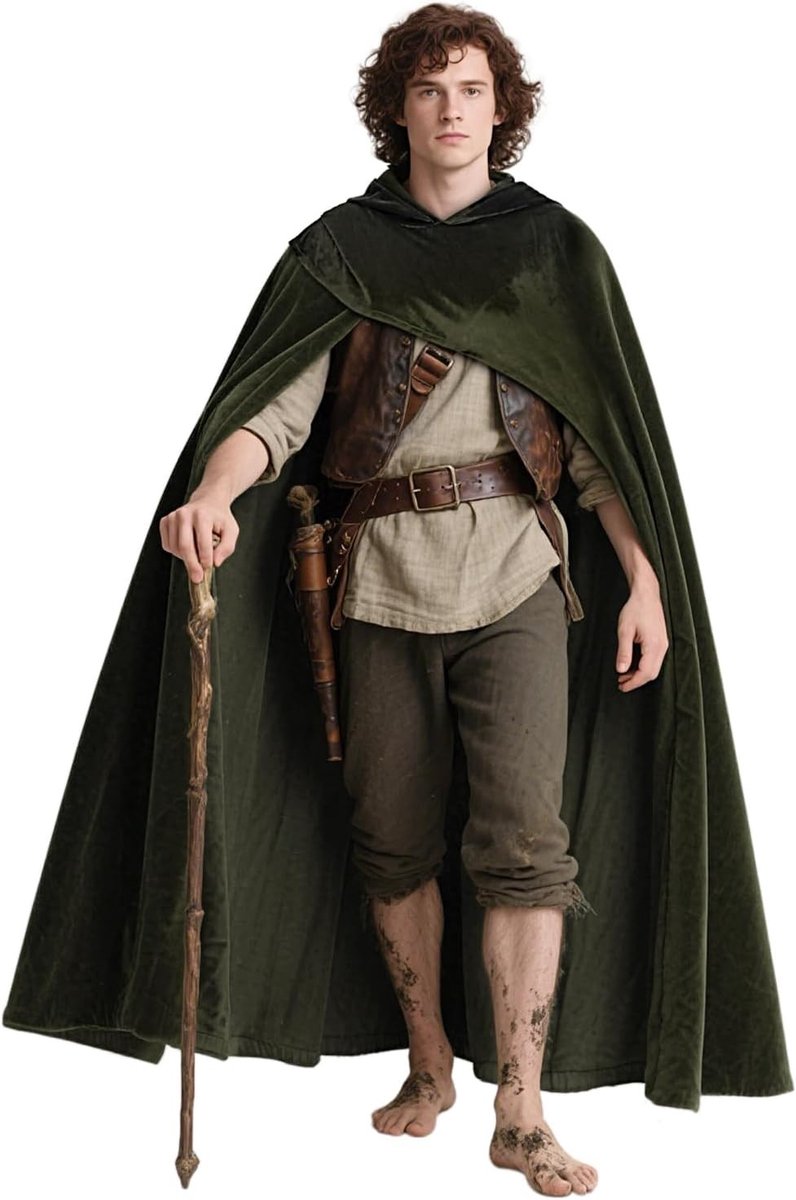 Middeleeuwse Cape met Kap voor Renaissance en Hobbit Kostuum - Perfect voor Feesten en Theatrale Optredens