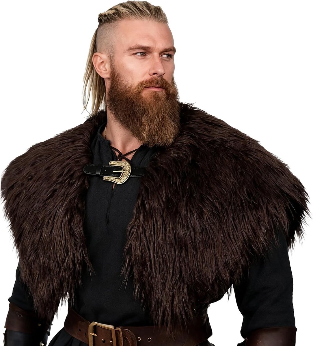Viking Faux Fur Kraag Sjaal voor Mannen - Perfecte Kostuum Accessoire voor Feestjes en Cosplay