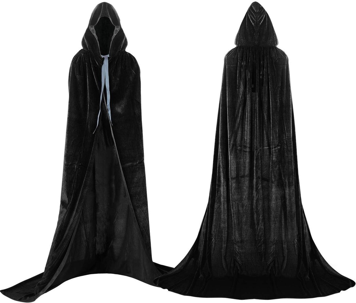 Lang Velours Hooded Cape voor Volwassenen - Unisex Halloween Kostuum met Luxe Afwerking en Comfortabele Pasvorm