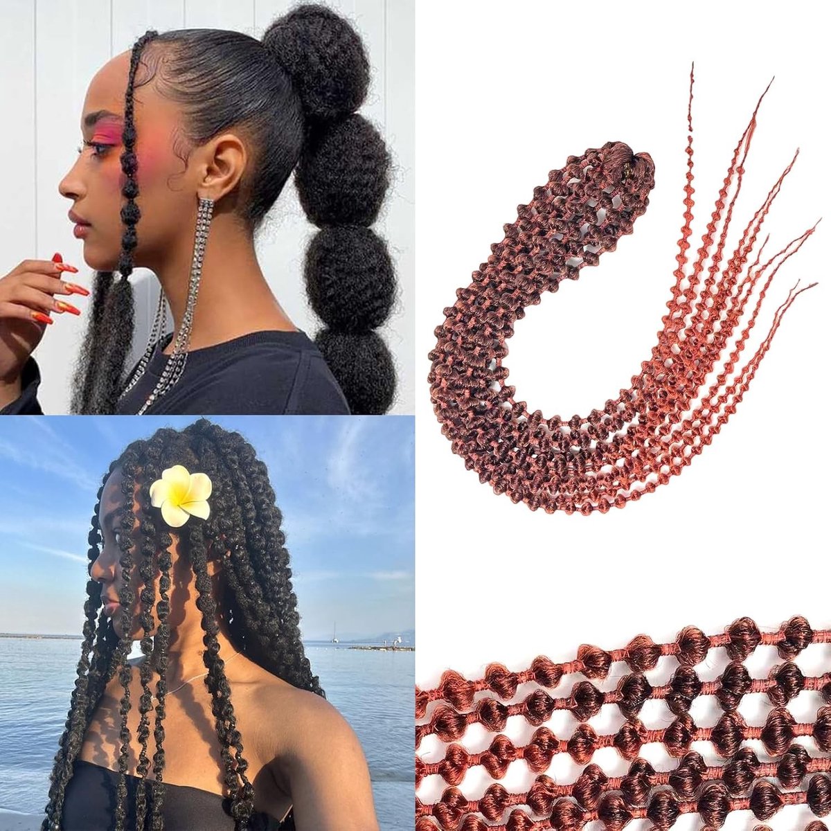 Krullende Dreadlocks Extensions met Kleine Bubbels - Natuurlijke Zachte Locs voor Vrouwen, 10 Strengen van 24 Inch voor een Volumineuze Look