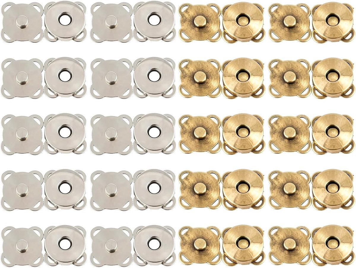 Magneetknopen voor tassen en portemonnees, 15 mm, 20 stuks, sterke magnetische sluitingen voor naaien en knutselen