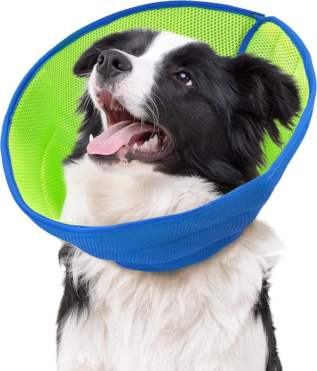 Verstelbare ademende hondenhalsband maat L, zachte beschermkraag voor grote honden, lekbescherming en comfort