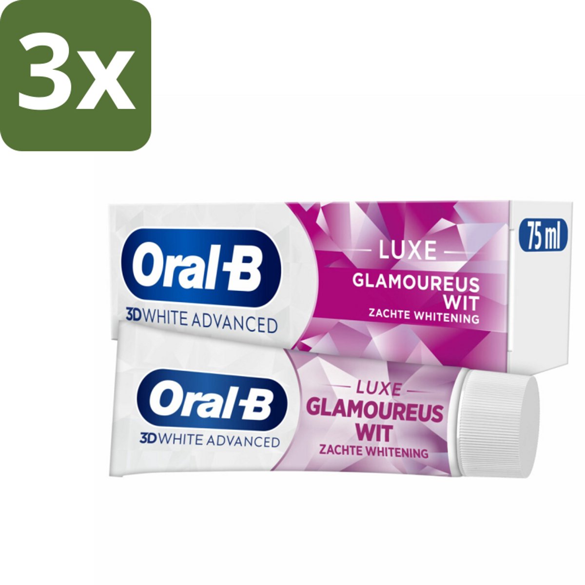 3 x Oral-B - 3D White Advanced – Tandpasta – Luxe – Glamorous White – 75 ml - Koffiezetapparaat