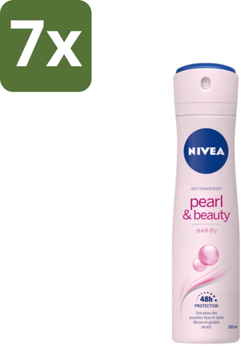 7 x NIVEA – Deodorant Spray – Pearl & Beauty – 150 ml - NIVEA Deodorant Spray - Anti-Transpirant Spray - Okselhuid Verzorging - Zachte Oksels - 48 Uur Bescherming
