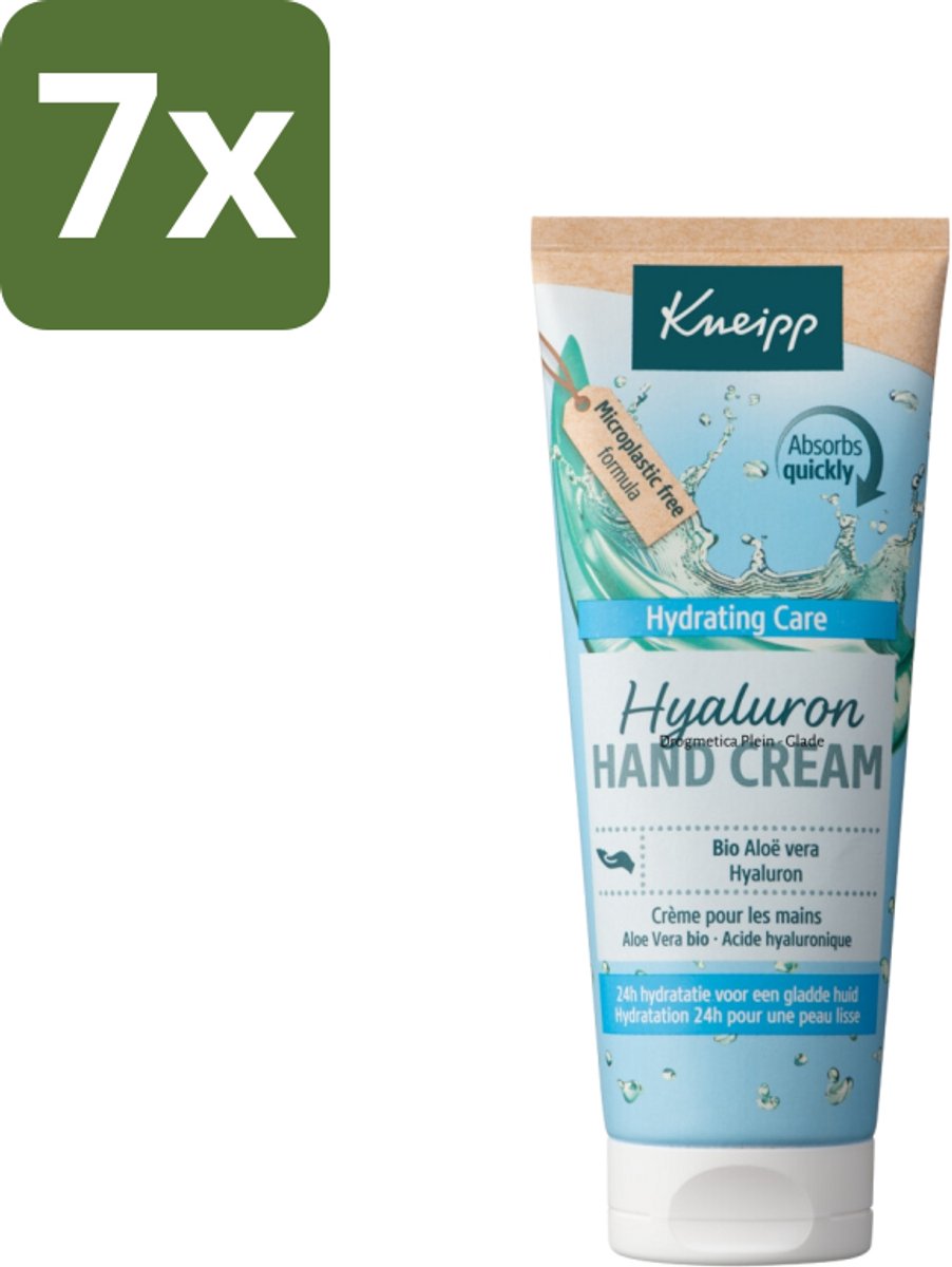 7 x Kneipp – Aloë Vera Bio – Handcrème met Hyaluronzuur – 75 ml - Handcrème - Hyaluronzuur - Bio Aloë Vera - Hydratatie - Droge Handen