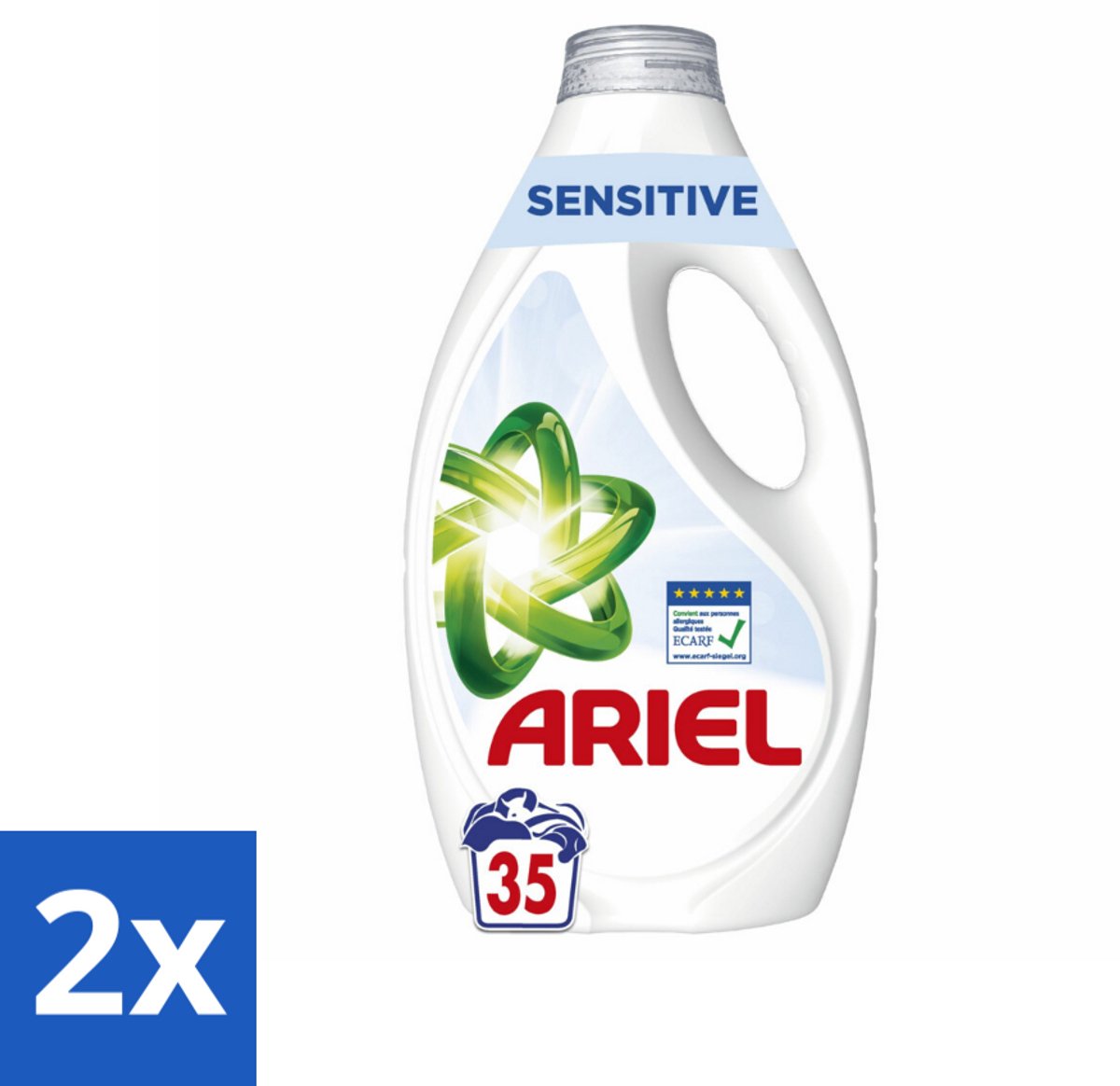 2 x Ariel – Sensitive – Vloeibaar Wasmiddel – 1,58 L - Gevoelige Huid - Wasmiddel Zonder Kleurstoffen - Zacht Wasmiddel - Dermatologisch Getest - ECARF Goedgekeurd