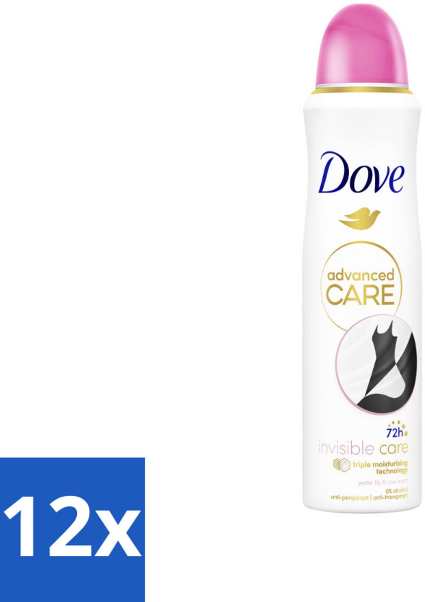 12 x Dove – Deodorant Spray – Invisible Care – 150 ml - Anti-transpirant - Deodorant Spray - Zweetbehandeling - Frisheid - Huidbescherming