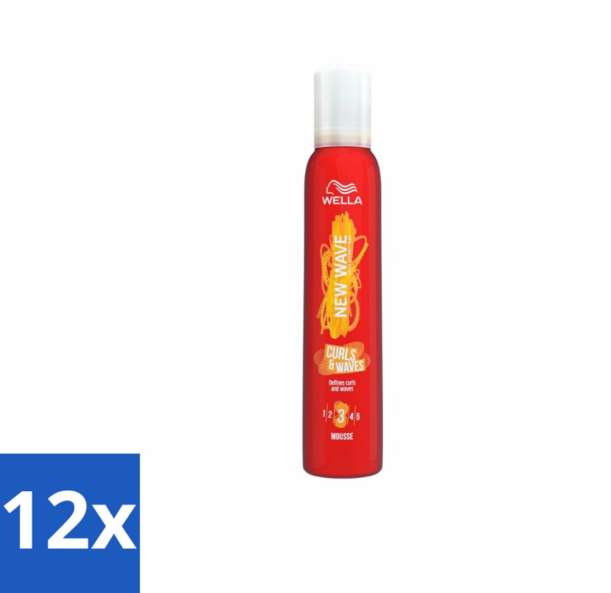 12 x Wella – New Wave Curls & Waves – Haarmousse – 200 ml - Krullen - Golven - Haarmousse - Kruldefinitie - Anti-frizz